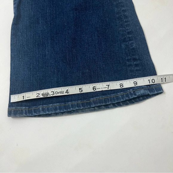 Vintage Y2K Seven7 Flare Wide Leg Jeans Mid Rise Dark Wash Size 10 Boho Hippie - Picture 12 of 13
